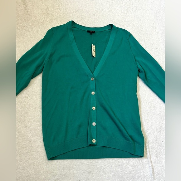Talbots NWT Teal V-Neck Button Cardigan - Medium Petite - Picture 2 of 9